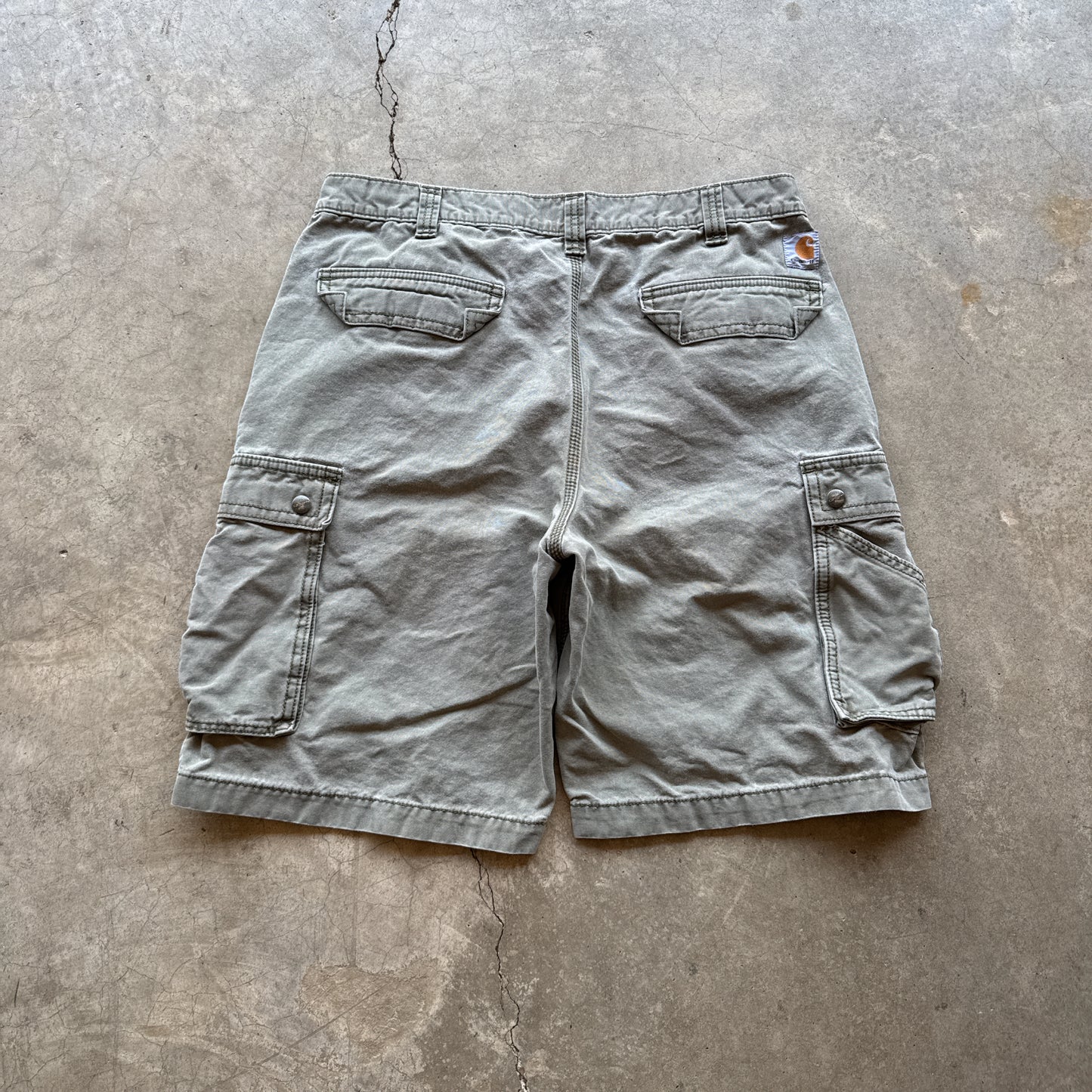 Vintage Carhartt Cargo Shorts Faded Green - 34