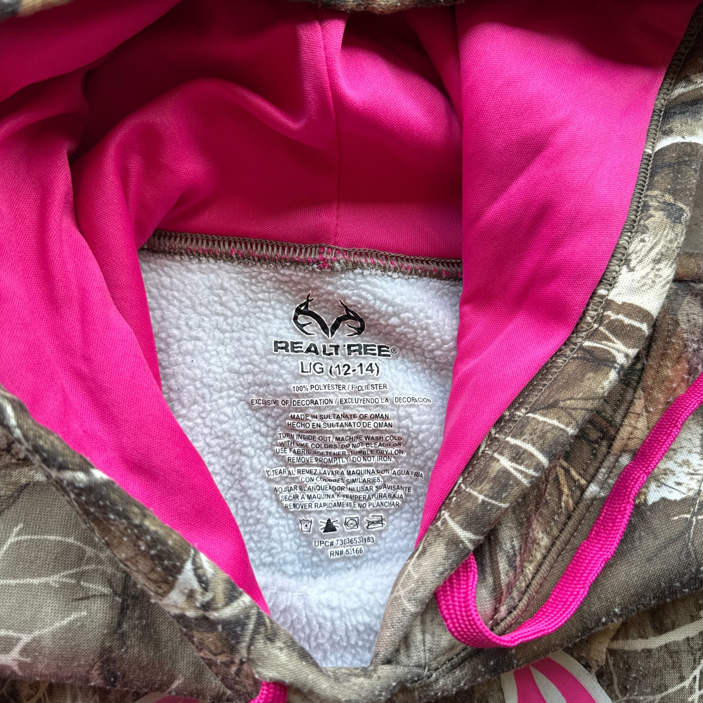 Camo ‘RealTree’ pink hoodie - S