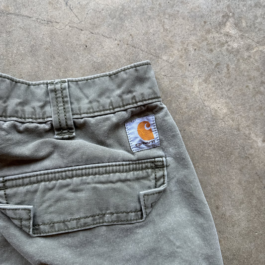 Vintage Carhartt Cargo Shorts Faded Green - 34