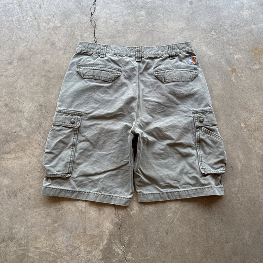 Vintage Carhartt Cargo Shorts Faded Green - 34