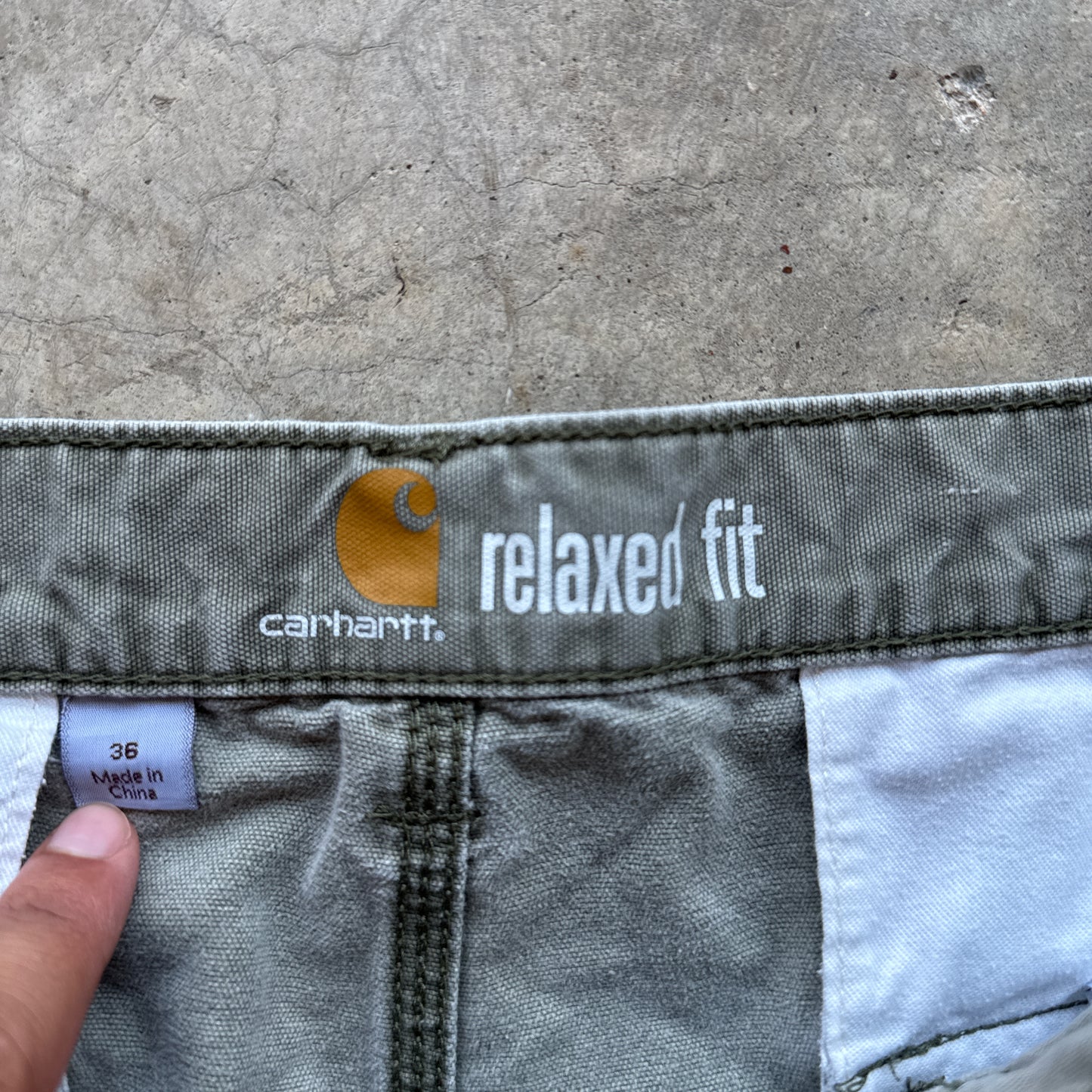 Vintage Carhartt Cargo Shorts Faded Green - 34